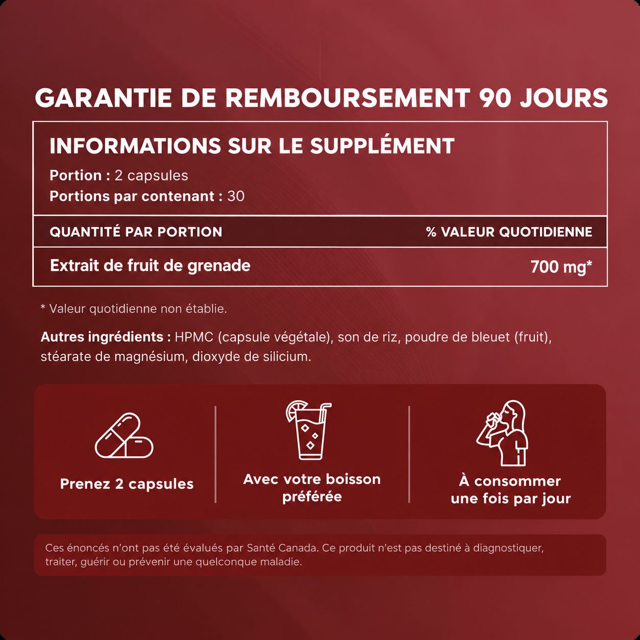 Gélules d'extrait de grenade biologique